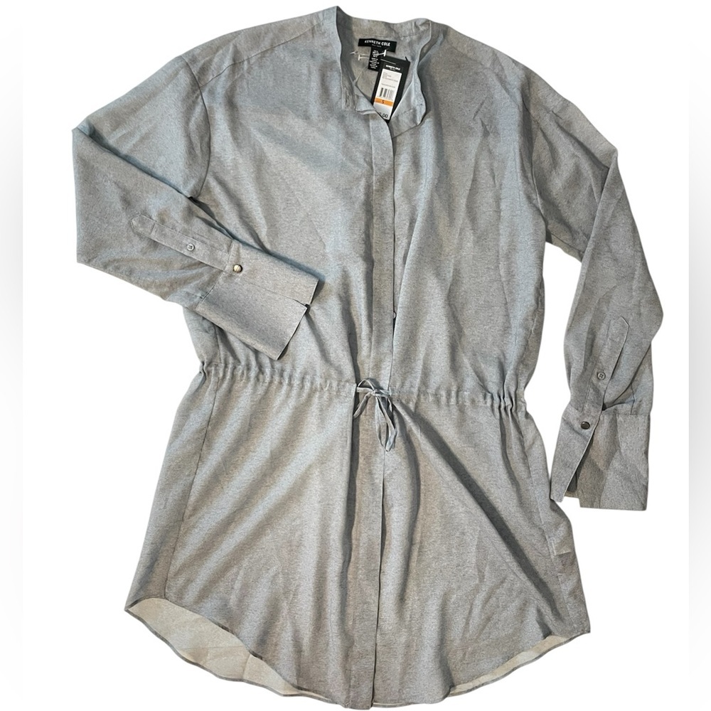 Kenneth Cole New York Women’s S Summer Mini Shirt Dress Drawstring Waist Tunic